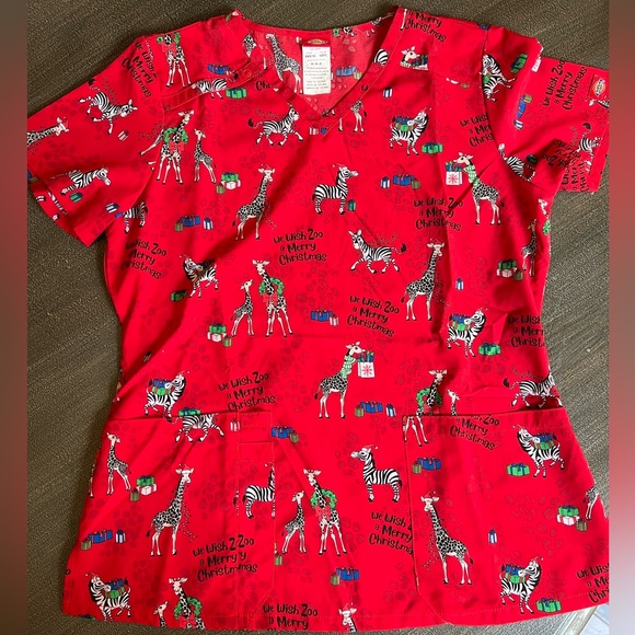 “We Wish Zoo a Merry Christmas” Scrub Top - Picture 1 of 5